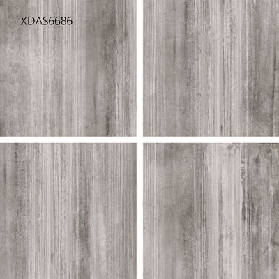 600*600*10MM Gray Glazed Porcelain Tile For Kitchen Floor Corridor Floor  Cement Straight Line Pattern