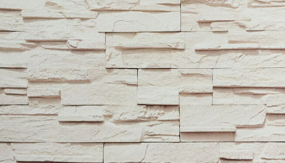 White Color Synthetic Stone Panels Rustic Exterior Artificial Culture Thin Reef Stone